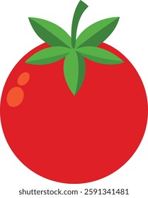 Fresh  tomato  with two leaf isolated on white backgroun  vector art illustration