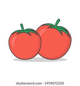 Fresh Tomato Vector Icon Illustration. Tomato Flat Icon