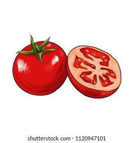 Fresh Tomato Vector Illustration. Healthy food. Vegetables.