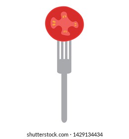 fresh tomato vegetable in fork