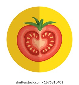 fresh tomato vegetable in frame circular vector illustration design
