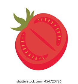 fresh tomato vegetable half cartoon, vector illustration