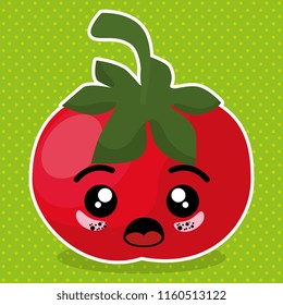 fresh tomato vegetable kawaii character