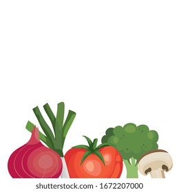 fresh tomato with vegetables isolated icons vector illustration design