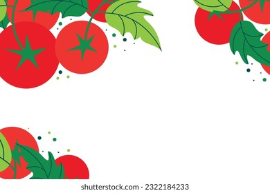 Fondo de tomates frescos. Pancarta, afiche, papel de envoltura, diseño de portada, impresión, diseño textil moderno. Ilustración de material vectorial. 