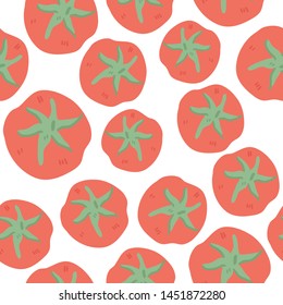 Fresh tomatoes hand drawn seamless pattern. Colorful background, vegetables vector. Colorful illustration with food. Decorative wallpaper, good for printing. Design backdrop, tomato - Vector