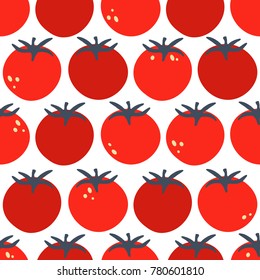 Fresh tomatoes, hand drawn seamless pattern. Colorful background, vegetables vector. Colorful illustration with food. Decorative wallpaper, good for printing. Design backdrop, tomato