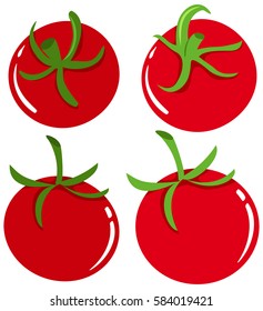 Fresh tomatoes on white background illustration
