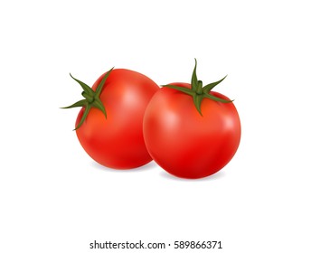 Fresh tomatoes on white background