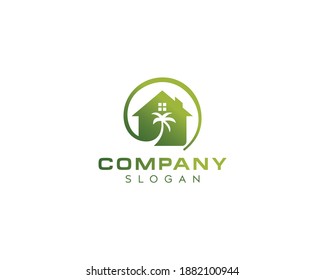 Fresh tree leaf home logo design-tree logo design-leaf icon design-natural home logo design