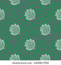 Fresh and trendy seamless design featuring succulents and floral elements, ideal for fashion prints and decorative backgrounds in vibrant colors.