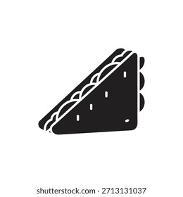 Sándwich de triángulo fresco pan almuerzo comida símbolo símbolo de comida glifo sólido elemento de diseño de Vector merienda de desayuno saludable deliciosa capa de relleno cortada