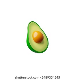Fresh tropical avocado halves. Realistic 3d vector graphics depicting ripe green avocado, cut in half for healthy eating isolated on a white background.