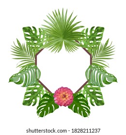 fresh tropical floral decorative frame vector