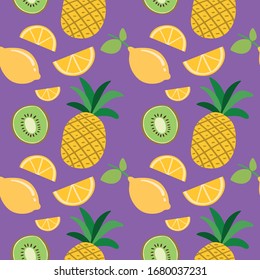 fresh tropical fruits pattern vector