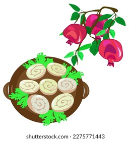 Fresh tropical fruits.A variety of fresh fruits and juices. Vector illustration of the vegetarian menu.