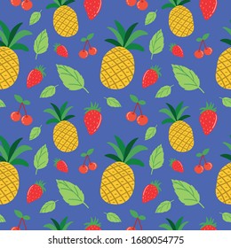 fresh tropical fruity pattern vector