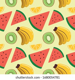fresh tropical fruity pattern vector