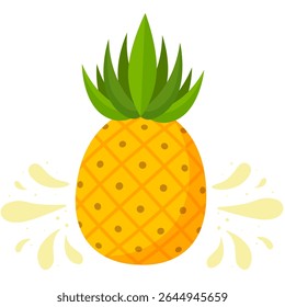 Abacaxi tropical fresco, fruta suculenta, comida saudável, férias de verão, produtos orgânicos doces, ilustração vibrante, ingrediente de bebida exótica.