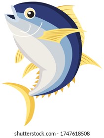 Fresh tuna jumping. Vector illustration