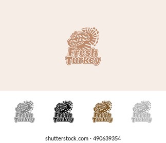 fresh turkey logos set icons vector