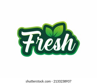 Fresh typography logo design fresh with leaf logo fresh food fresh icon