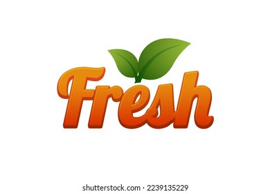 Diseño del logotipo de tipografía fresca con el logotipo de la hoja alimento fresco icono fresco