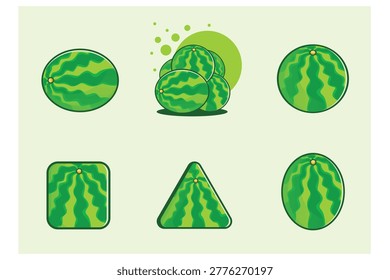 Fresh uncut watermelon vector collection. Simple vectors and attractive icons.