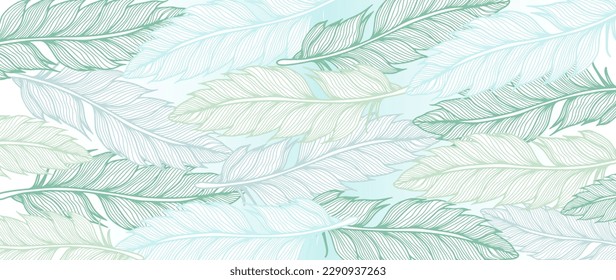Fresh vector abstract background with green feathers. Background for text, photos, covers, decor, cards and presentations