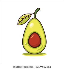 Ilustración de aguacate vectorial sobre fondo blanco. Alimentos para una dieta saludable. Verde claro entero o aguacate fresco. Verduras frescas para la dieta saludable.