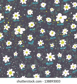 Fresh vector background made of cute chamomile. Seamless pattern can be used for wallpapers, pattern fills, web page backgrounds,surface textures. Gorgeous seamless floral background