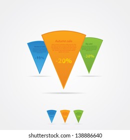 Fresh vector colorfully pointers. Sign - pointer - template with much space for your content. Modern design elements for website, presentation, banner or poster.