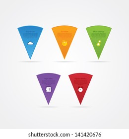 Fresh vector colorfully pointers. Sign - pointer - template with much space for your content. Modern design elements for website, presentation, banner or poster.