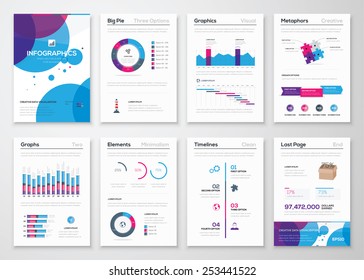 Fresh vector elements for infographics and business brochures. Modern styled graphics for data visualization. Use in website, flyer, corporate report, presentation, advertising, marketing etc.