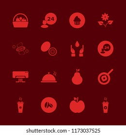 fresh vector icons set. with fried egg, coffee beans, soap and hands drop in set