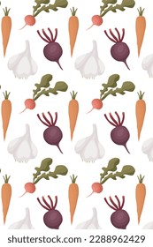 Fresh vector illustration. A set of vegetables. Pattern