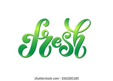 Fresh Vector Lettering. Handwritten lettering for restaurant, cafe menu. Vector elements for labels, logos, badges, stickers or icons. Vector illustration, food design.