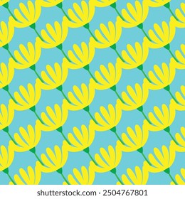 Fresh vector pattern featuring seamless multiple flower blooms with petals on branches and leaves. Ideal for backgrounds, textiles, and nature-inspired designs.