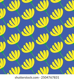 Fresh vector pattern featuring seamless multiple flower blooms with petals on branches and leaves. Ideal for backgrounds, textiles, and nature-inspired designs.