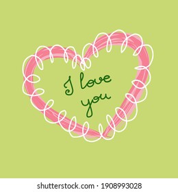 Fresh vector St Valentine's Day illustration with pink heart on light green background