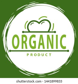Fresh vegan food label, green poster natural and herbal product, 100 percent organic, healthy product, set of emblem, market sticker vector. Menu logo on white abstract watercolor lable