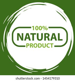 Fresh vegan food label, green poster natural and herbal product, 100 percent organic, healthy product, set of emblem, market sticker vector. Menu logo on white abstract watercolor lable