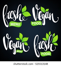 fresh and vegan lettering for your organic food and menu logo