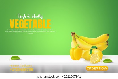fresh vegetable banner template for promotion.