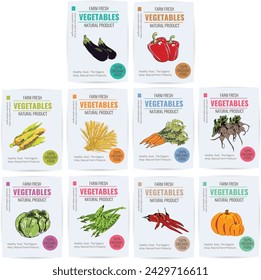 Fresh vegetable base food on flyers or advertisement, sale tag labels vector image. Colorful vegetable image.