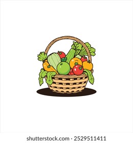 Frische Gemüse Korb Symbol Vektorgrafik