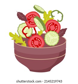 Fresh Vegetable Bowl. Vector Clipart.
