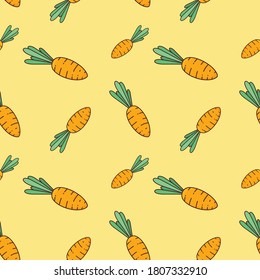 fresh vegetable carrot orange repeat seamless pattern doodle cartoon style wallpaper Vector illustration 