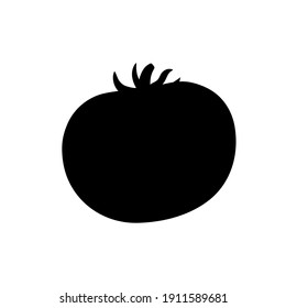 Fresh vegetable. Colorful cartoon. Tomato on the white background. Isolated vector black silhouette