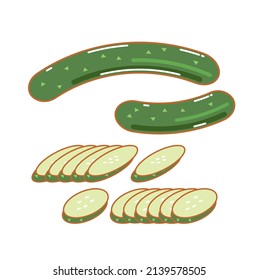 Fresh vegetable cucumber.
Whole and sliced cucumber